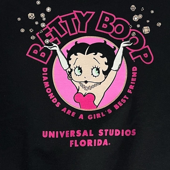 Betty Boop Vintage 90s Universal Studios Crewneck Sweatshirt Black Sz LG - Picture 3 of 14